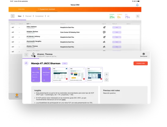 Review, plan, and act on AI-powered suggestions—all inside the Veeva & Vault CRM iPad app.